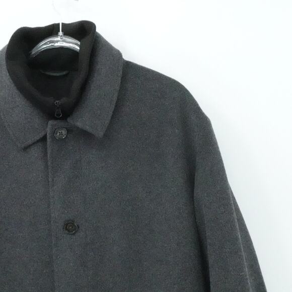 Lauren Ralph Lauren Car Coat Mens 58R Charcoal Wool Blend Quilted Lined Zip Bib - Picture 6 of 15